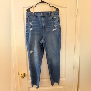 American Eagle Outfitters High-Rise Distressed Blue Jeans